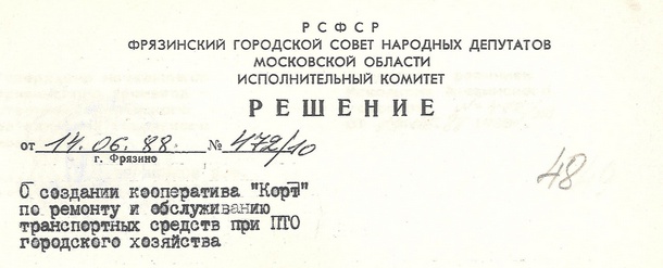 Решение Исполнительного комитета Фрязинского городского Совета народных депутатов от 14 июня 1988 года